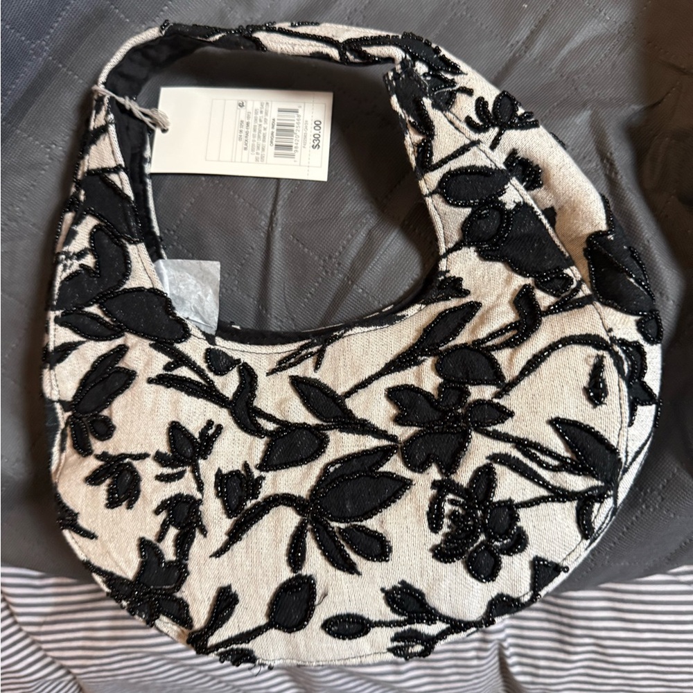 NWT Mini beaded crescent handbag